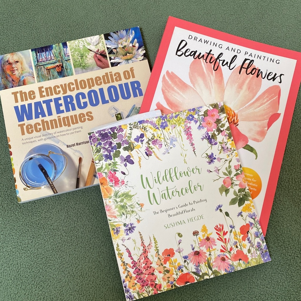 3 WATERCOLOR instruction books, art, hobby, water color, painting